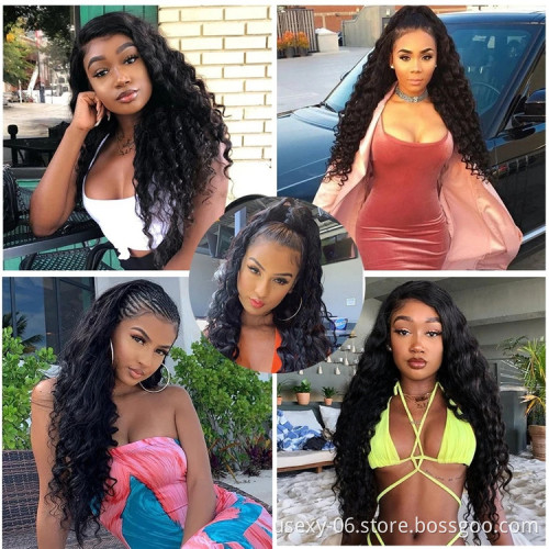 Best hd virgin wig vendor natural peruvian 13*6 lace front half wig human hair full lace deep curly frontal wigs for black women